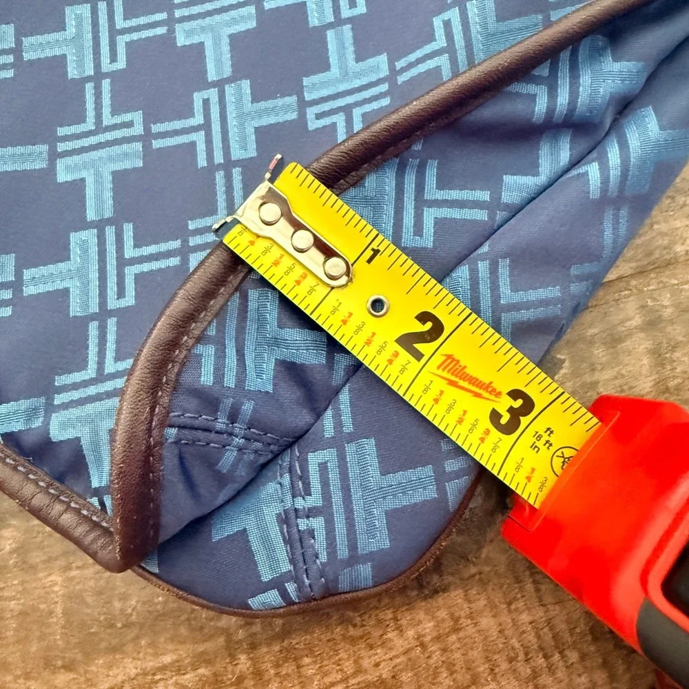 Tumi Blue Jacquard Monogram Leather Trim Crossbody Messenger Bag, Medium